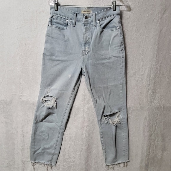 Madewell The Momjean Distressed Denim Jeans Light Wash Ripped Women's Size‎ 27 - Picture 1 of 12
